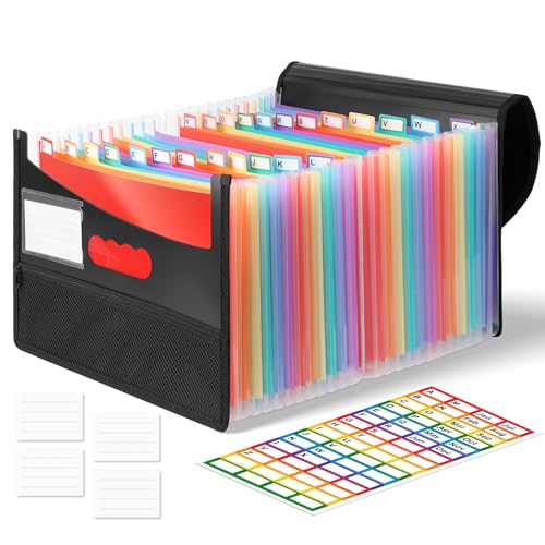 Euqvunn Trieur Document, Range Document à 25 compartiments pour Rangement Papier Administratif, format A4 avec onglets arc-en-ciel, Classeur Trieur étanche pour...