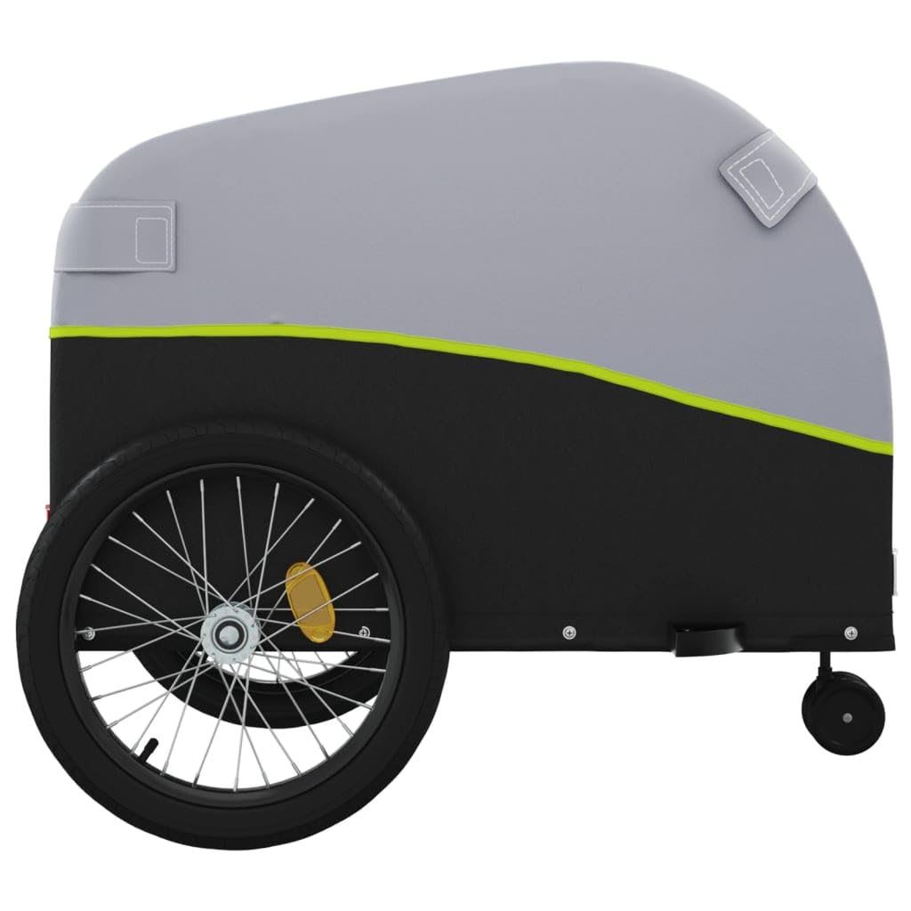 Mangloder Fahrradanhänger Schwarz Blau Eisen robuster Lastenanhänger mit Deichsel, Sicherheitsflagge, faltbar, ideal für Transport, Camping, Ausflug, Familie, Gepäck, Hunde, Kinder, Einkauf