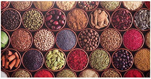 Baroni Home Tapis de Cuisine en PVC Carreaux Motif Faïence, Tapis Cuisine Antidérapant et Lavable, Épices, 60x120 cm