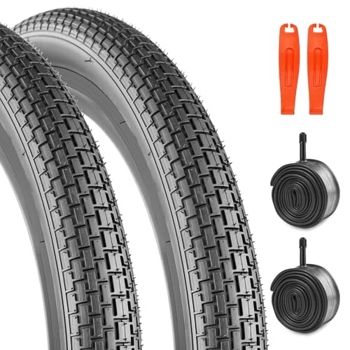 WEEROCK 24 Inch Bike Tire Two Pack 24 x 2.35 Bicycle Tires with Inner Tubes Replacement Tyre, 2.35 Inch Wide Tires for 24' Kid Bikes, E-Bike, MTB, BMX, Black