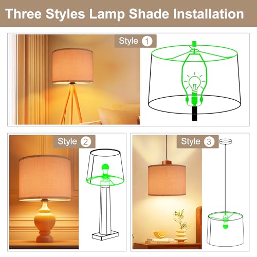 Alucset LLA-S23101 White Lamp Shades Set Of 2, Medium Fabric Lampshades thumb #2
