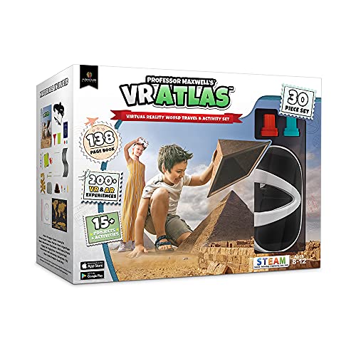 Professor Maxwell s VR Atlas - Virtual Reality Kids Science Kit, Book and Interactive Learning Activity Set (Full Version - Includes Goggles)