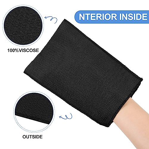 Image of Tatuo 12 Pack Korean Exfoliating Mitts, Italy Towel,8 x 5.5 in,Black | Body Washcloth, Remove Dead Skin, Viscose Rayon Scrubber for Home Spa, for Keratosis Pilaris, Reusable Full Body Use