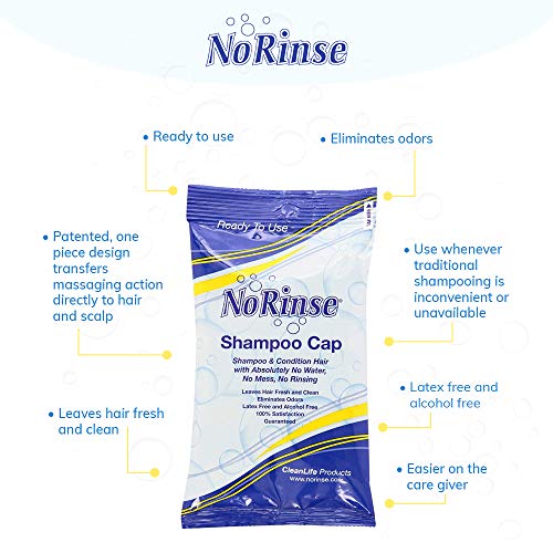 NoRinse Shampoo Cap by Cleanlife Products (Pack of 5), Shampoo and