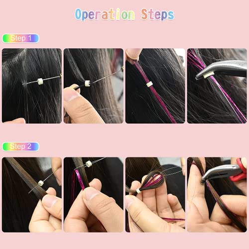 Foto von 12 Farbe Haarsträhnen zum Einflechten, 120cm Glitzersträhnen für Haare Kit für Frauen Mädchen, Glitzer Haare Haarsträhnen Kinder, Haarsträhnen Kit mit Werkzeug für Mädchen Kinder Cosplayer