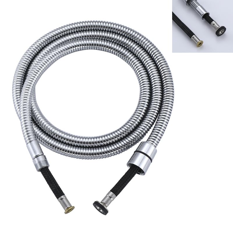 Double Layer Hose, More Explosion-Proof! Gnimauhz Kitchen 59 Inch or 150 cm Replacement Flip Down Sink Faucet Stainless Steel Extendable Spray Head Hose