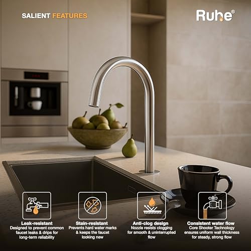 Image of Ruhe Touchless Sensor Faucet | Brass Automatic /Touchless /Sensor Based /Hands Free Bathroom Sink Tap /Faucet | Chrome Finish