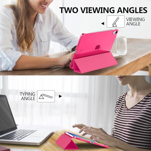 Image of MoKo for iPad (A16) 11th Generation Case 11 Inch 2025, iPad 10th Generation Case 10.9 Inch 2022, Slim Stand Hard PC Translucent Back Shell Smart Cover, Support Touch ID, Auto Wake /Sleep, Bright Pink