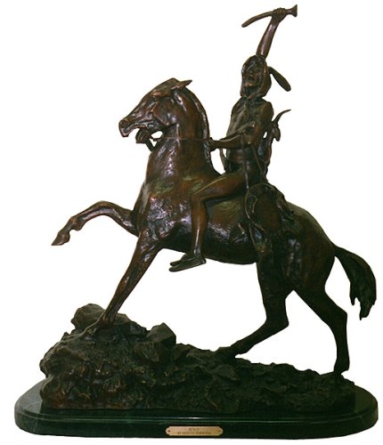 Artistic Solutions Scalp American Handmade Solid Bronze Sculpture By Frederic Remington Baby Size 8.5 Inches High
