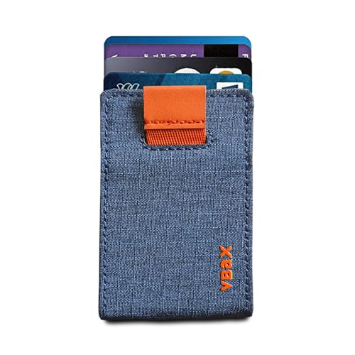 Image of RFID Minimalist Slim Wallet for Men and Women, Holds Up to 12 Cards, Cash, Key Thin and Lightweight Credit Card Holder (Blue Microfiber - Ember Edition)