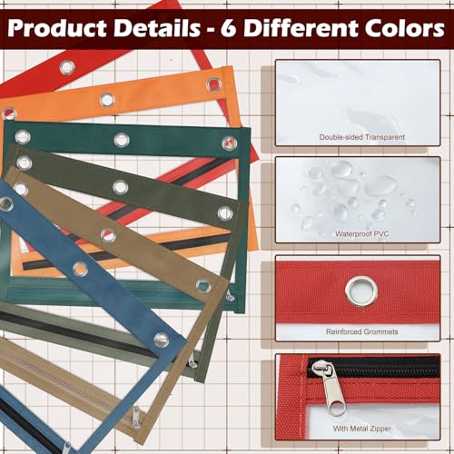 Image of Lincia 36 Pack Pencil Pouches for 3 Ring Binder with Zipper Bulk Binder Pencil Bags, 6 Colors, Binder Pencil Case with Double Sided Clear Window for College Office Supplies(Vintage)