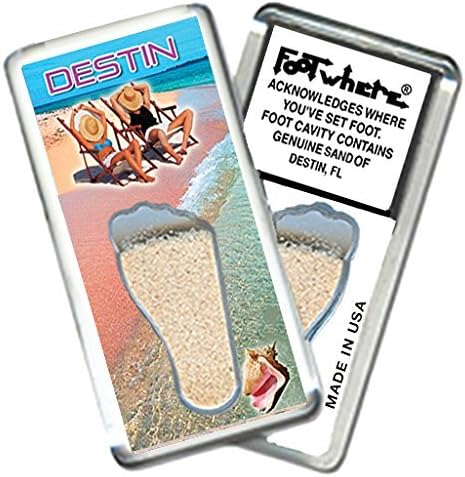 Destin, FL FootWhere® Fridge Magnet (DS206-Aerial View). Authentic Destination Souvenir acknowledging Where You've Set Foot. Genuine Soil of Featured Location encased Inside Foot Cavity. Made in USA image 2