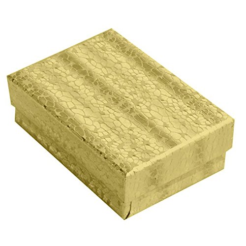 Gold Cotton Filled Jewelry Packaging Display Boxes #32~3 1/4" x 2 1/4" x 1"H