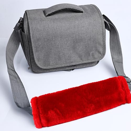 MOONET 2 Packs Car Seatbelt Covers Shoulder Pad for More Comfortable Driving, Universal Seat Belt Cover for Handbag Camera Backpack Straps, Soft Faux Sheepskin Wool Seat Belt Cushion (Red)