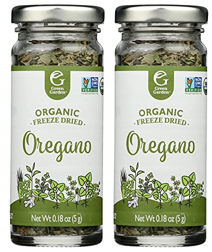Green Garden Freeze-Dried Oregano - Freeze Dried Organic Oregano, Oregano Seasoning, Substitute Oregano Fresh, Freeze Dried Oregano Fresh, Gluten Free, Usda Organic, Vegan - 0.18 Ounce, 2-Pack #TOP12