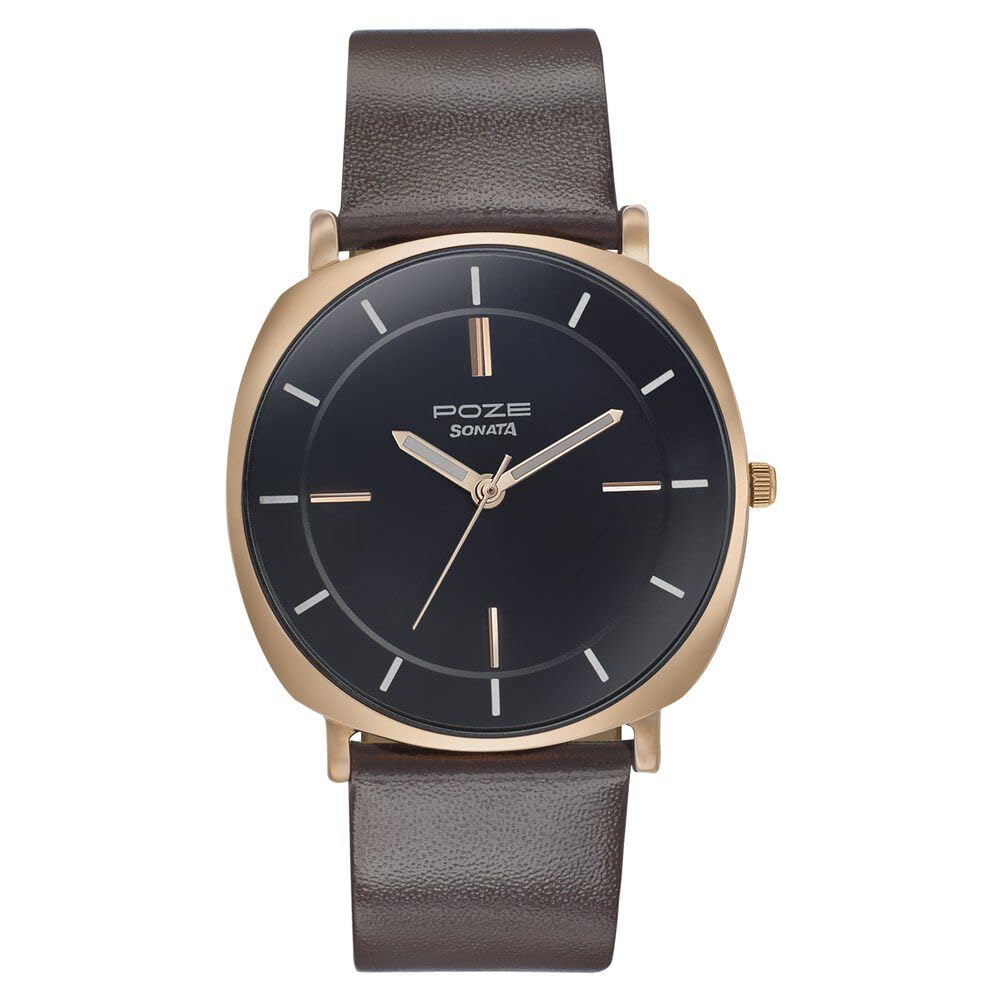 Sonata Poze Quartz Analog Black Dial Leather Strap Watch for Men-SP70002WL01 (B0CT5Q266P) Amazon Price History, Amazon Price Tracker