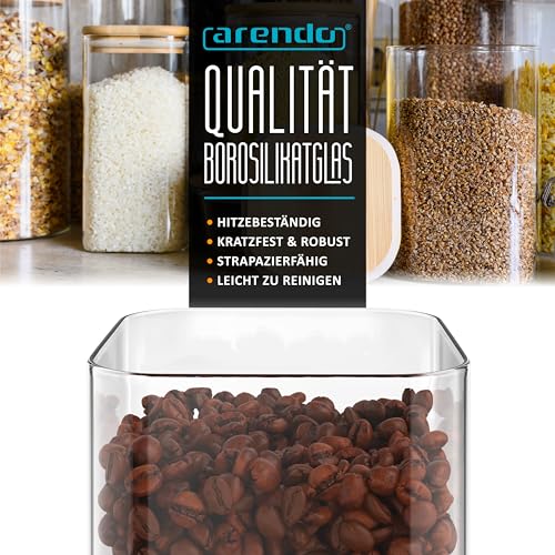 Arendo - Vorratsgläser mit Deckel 1200ml - 8er Set - Behälter aus Glas – hitzebeständig… – Ansicht 4