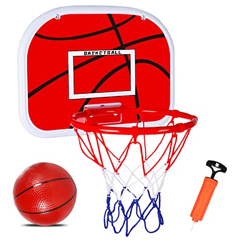 AugToy Basketball Hoop Indoor for Kids Toddlers Mini Basketball Hoop Over The Door 15â€ x 11.5â€ BackboardÂ with Ball & Complete Accessories WallÂ Basketball Games Toys for Teens for Boys Girls