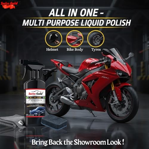 Image of All in One Multipurpose Liquid Polish for Car, Bike, Scooter, Household, Office Care | High Gloss | For Interior & Exterior Surfaces - with Applicator Pad and Microfiber Cloth (250ml)