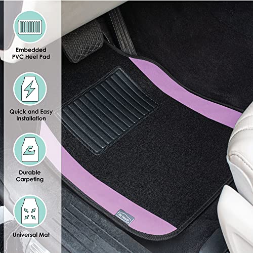 Image of FH Group Automotive Floor Mats - Universal Fit Premium Carpet Car Mats with Driver Heel Pad, Full Set for Cars, SUVs & Trucks - Purple