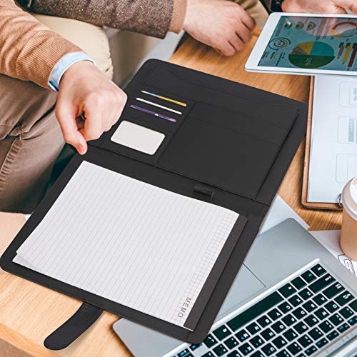 Toplive Portfolio Folder, Premium Pu Leather Women Padfolio Business Document Organizer Letter Size With Legal Pad For Interview, Conference And Presentation,Black #TOP6