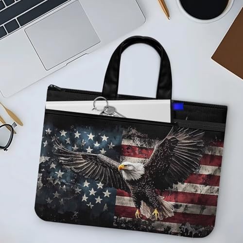 Eagle Flag Zipper Document File Bag Pouch with Handle Independence Day July 4th File Storage Bag Office Document Bags Zipper File Tote Handle Handbag2