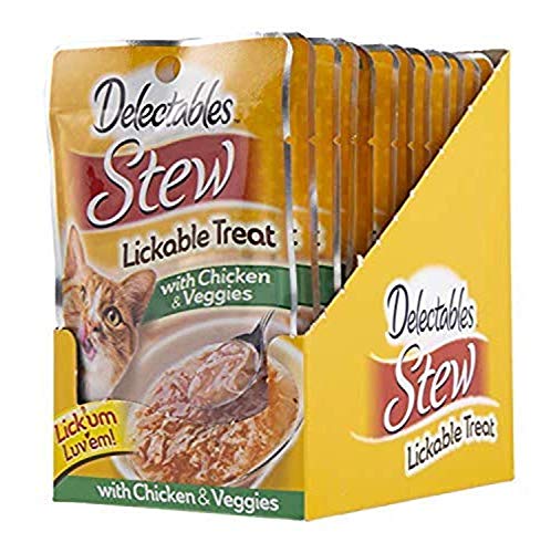 Delectables Stew Lickable Wet Cat Treats - Chicken & Veggies (Pack of 12)