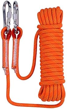 NorthPada Cuerda de escalada de 32.8 pies de 10 mm de seguridad estática cuerda de escalada en roca, cuerda de paracaídas de rescate de incendios, cuerda de escape, cuerda de rapel naranja