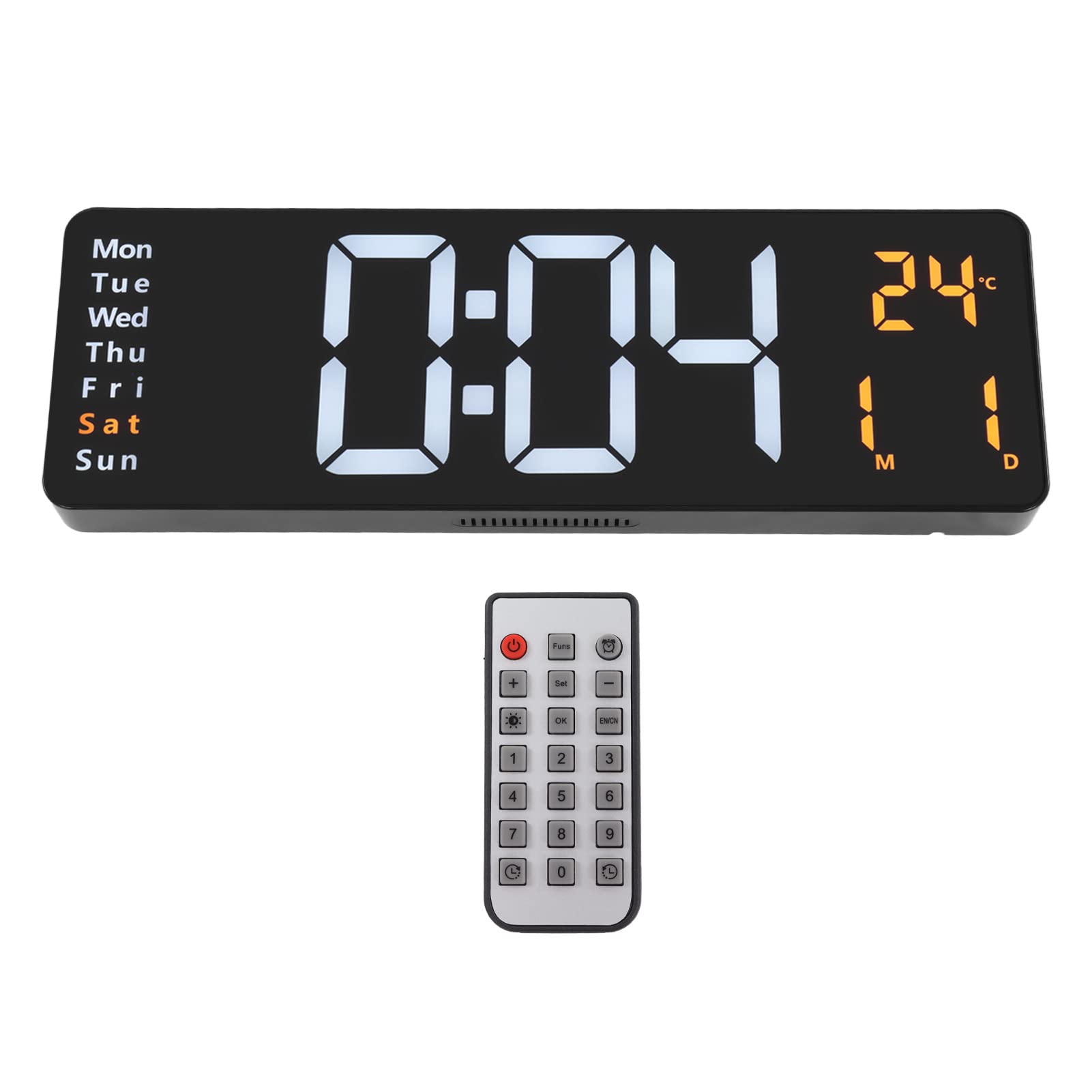 Ejoyous Orologio Digitale da Parete ABS LED Ampio Display 39 X 13 X 3,2 Cm con Telecomando 10 Livelli di luminosità Data Temperatura Timer Allarme per Palestra Ufficio Negozio Garage