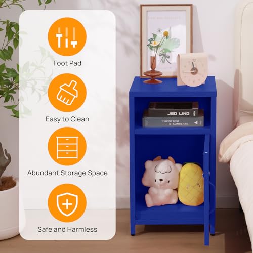 Image of ALBAD Metal Nightstand with Lockable Cabinet