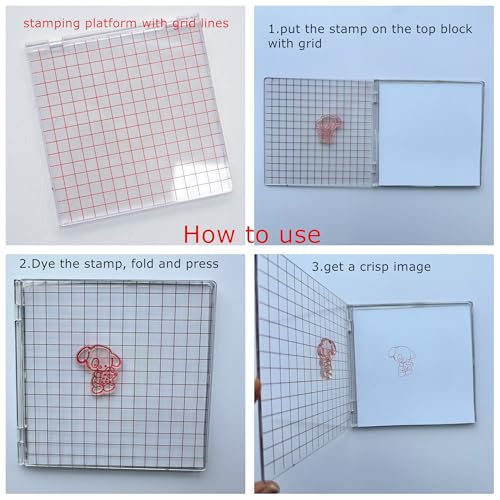 DIYology Acrylic Stamp Block Perfect Positioning Stamping Tool Clear Stamps Scrapbook Stamping Tool with Grid Lines for Card Making Scrapbooking Journaling and Other Paper Crafts - Thumbnail 3