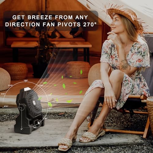 Camping-Fan-with-LED-Lantern-Battery-Powered-Fan-10900mAhPortable-Fan-Rechargeable-Outdoor-Tent-FanStepless-Speed-and-Quiet-Battery-Operated-Fan-for-TentPicnic-Barbecue-Travel-Black-1