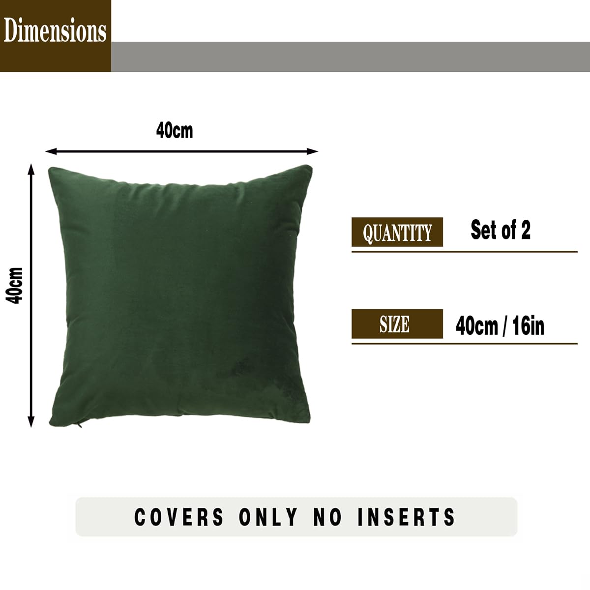 GONOVE Cushion Covers 40x40cm Decorative Modern Throw Pillow Case Pack of 2 Velvet Soft Pillow Cushion Covers Square Dark Green Pillowcase for Livingroom Sofa Bedroom - Image 2
