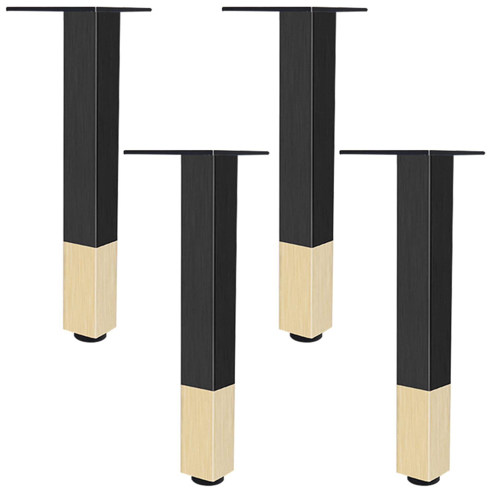SZLXJMFL Black with Gold, 4pcs Table Legs DIY Metal Furniture Feet Adjustable 6cm-40cm Heavy Duty Sofa Legs Cabinet Legs Cupboard Feet Kitchen Foot, Rubber Anti-slip Mat, Free Screw-15cm/6
