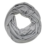 allydrew Soft Lightweight Jersey Knit Infinity Scarf, Light Grey
