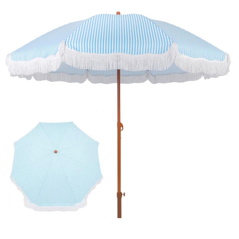 Ombrellone Da Giardino Con Frange Ombrellone Da Esterno Inclinabile | Piccolo Ombrellone Da Spiaggia Impermeabile 200cm Ombrellone Da Mercato Altezza Regolabile