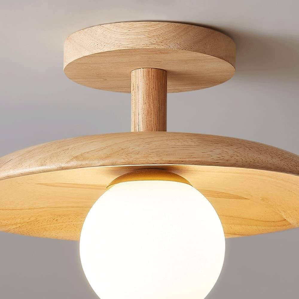 Japońska Minimalistyczna Lampy Sufitowa Do Montażu Podtynkowego, Lampy Sufitowa Z Drewna Gumowego Do Salonu, Sypialni, Jadalni(28cm/11in)