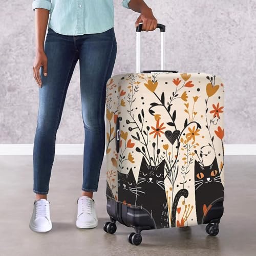 Floral Cats Print Suitcase Protector Cover,Luggage Protective Cover for Women,Luggage Sleeve,Floral Cover for Suitcase,Cover for Luggage,Suitcase Case for Boys Girls4