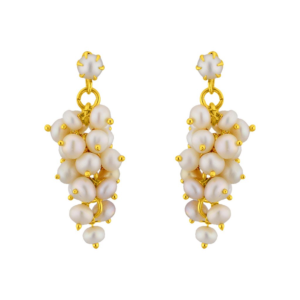 Sri Jagdamba Pearls Dealer Gold Plated and Pearl Grape Guha Hangings for Women & Girls, Golden & White | AA Freshwater Pearl Earrings | With Certificate Of Authenticity Of Pearls (B016F619CK) Amazon Price History, Amazon Price Tracker