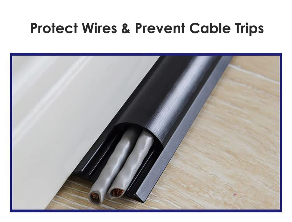 SRNSAEB Cubiertas de Suelo para Cables Pasacables Autoadhesivos, Cubrecables para Interior Y Exterior, Protector De Cables De Aluminio para Suelo para Oficina/Almacén/Aula (Color : Silver)