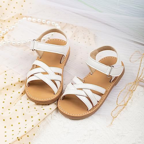 Miamooi Toddler Girls Summer Sandals Little Kid Open Toe Princess Dress Flats Sandals PU Leather Rubber Sole Wedding School Shoes4