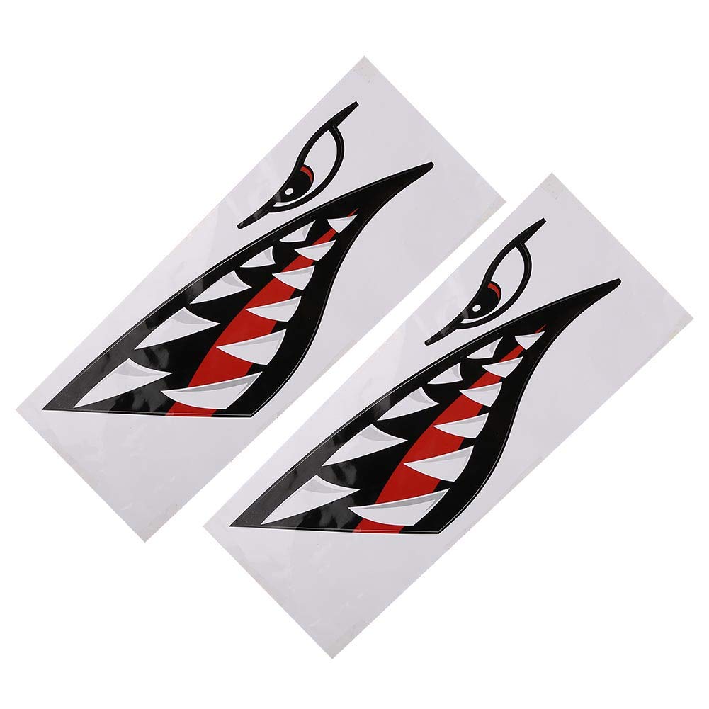 Agatige 2 Uds Pegatinas De Kayak, Pegatina Impermeable para Coche Pegatina De Boca De Dientes De Tiburón DIY Accesorios Gráficos Divertidos para Puerta Lateral De Coche De Barco De Pesca