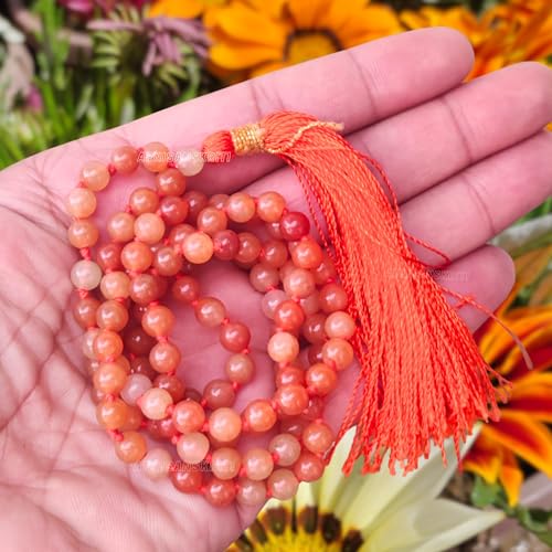 Image of Apnisanskriti Premium Red Aventurine Stone Mala for Men and Women (6mm, AAA Quality, Lab Certified, 108+1) - Natural Stone Beads Mala - Pack of 1