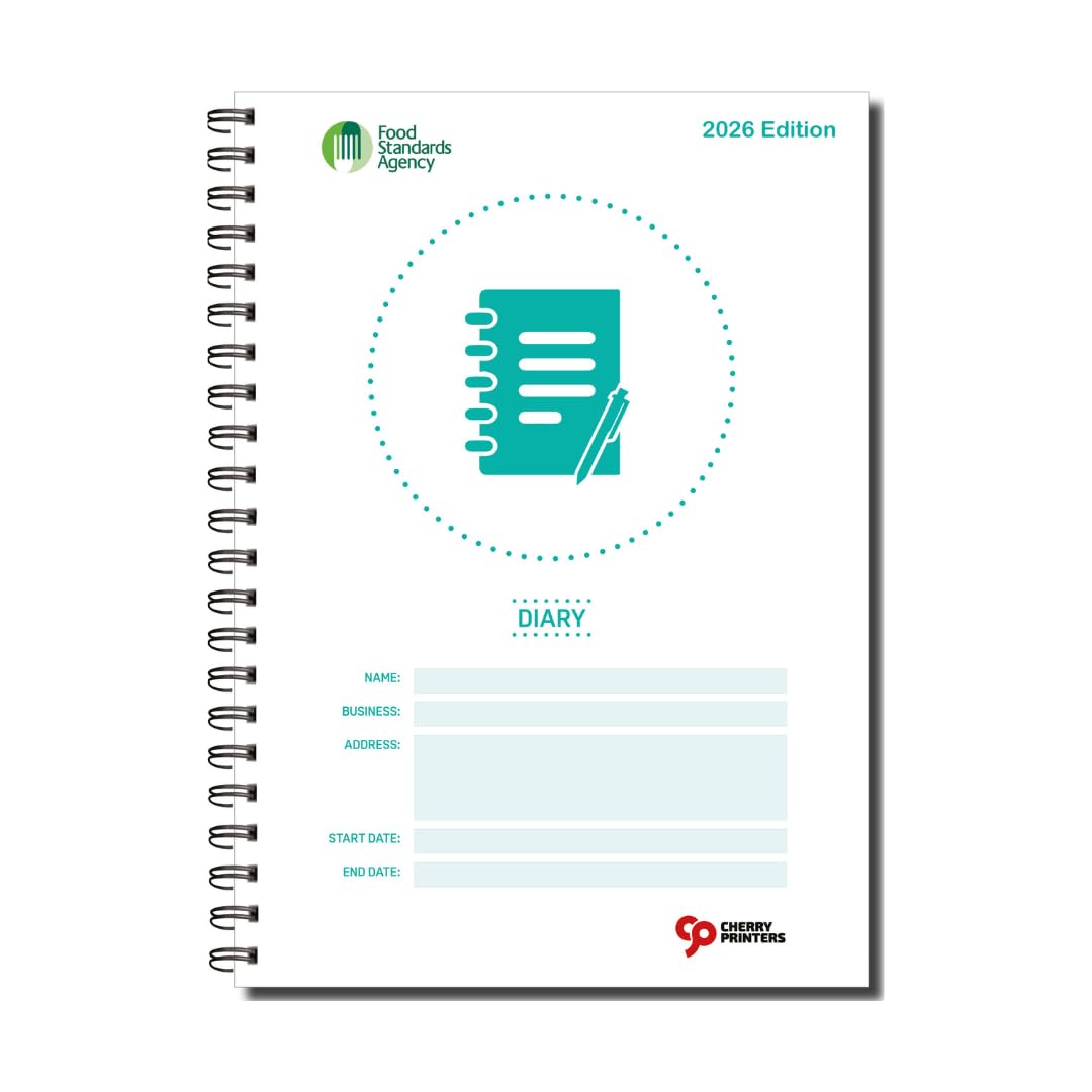 Cherry Printers | Safer Food Better Business Diary Refill | 52-Week SFBB Food Safety Diary Book | HACCP Record Keeping | Staff Training | Kitchen Hygiene & Compliance | A4 Wiro Bound **20 Pack**