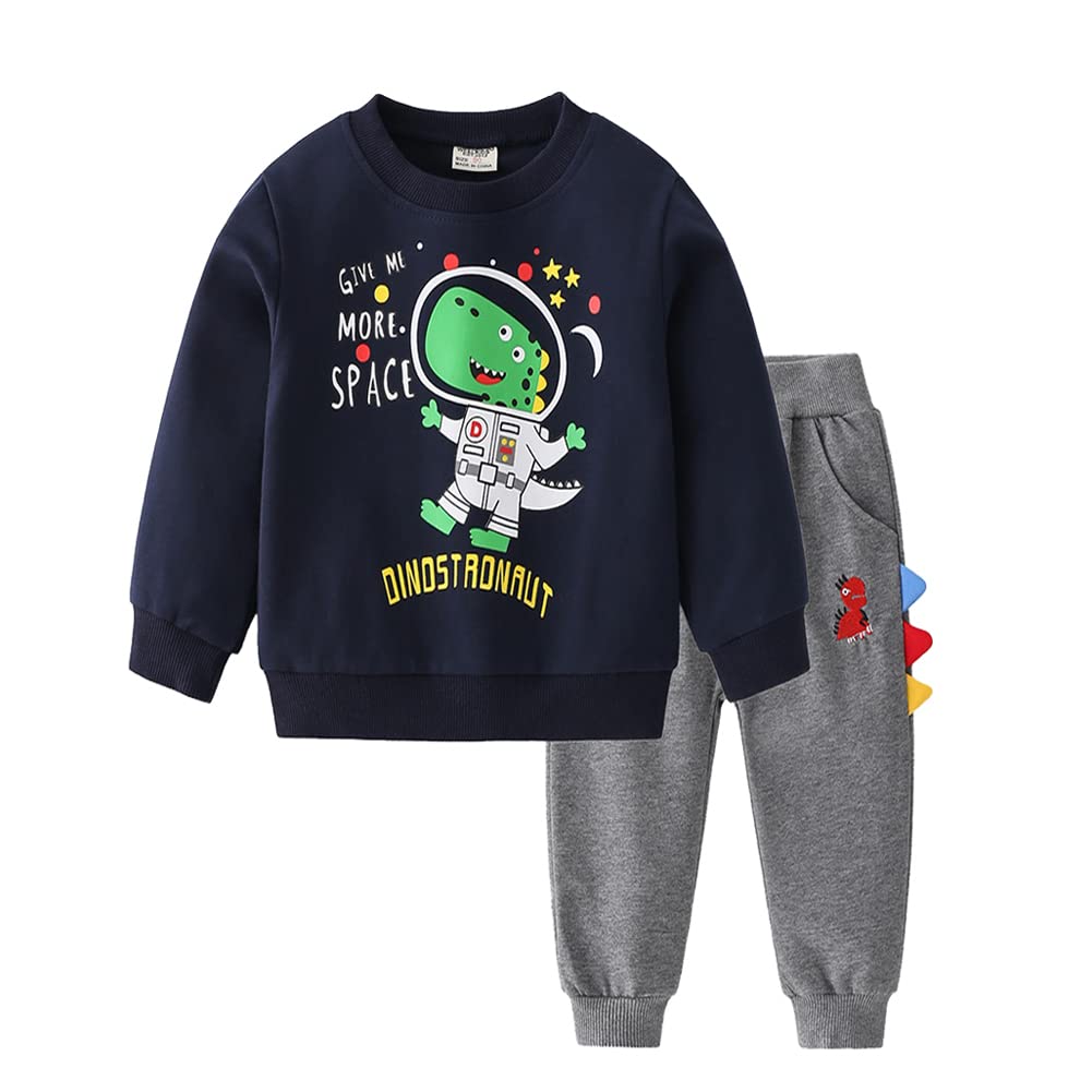 Volunboy Ragazzo dinosauro costume completo, felpa bambino + pantaloni da jogging 2 pezzi