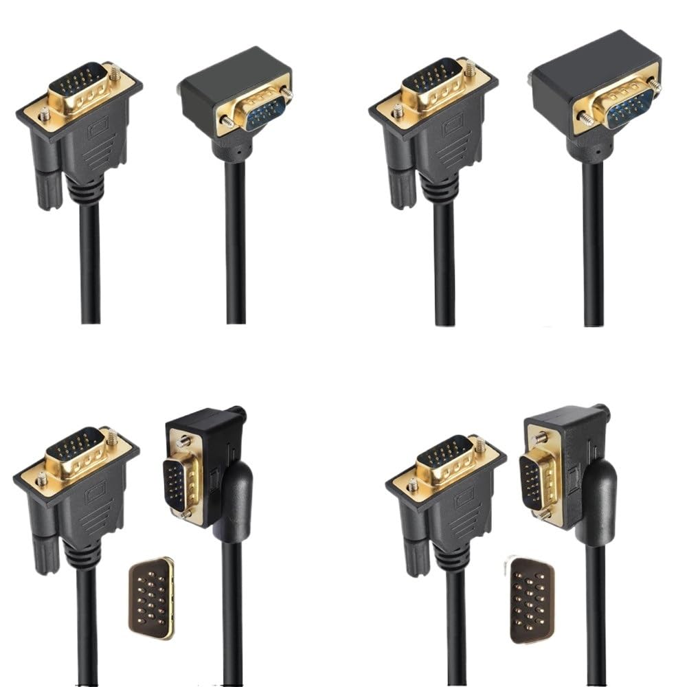 Kątowy kabel VGA 3+6 90 stopni, RGB HD, 15-pinowy, męski na męski, żeński, przedłużacz do komputera, monitora, projektora, 50 cm, 1,5 m, 300 cm (5 m, VGA M-F)