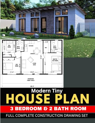 Modern Tiny House plan 3 Bedroom & 2 Bathroom with 841 Square feet:...