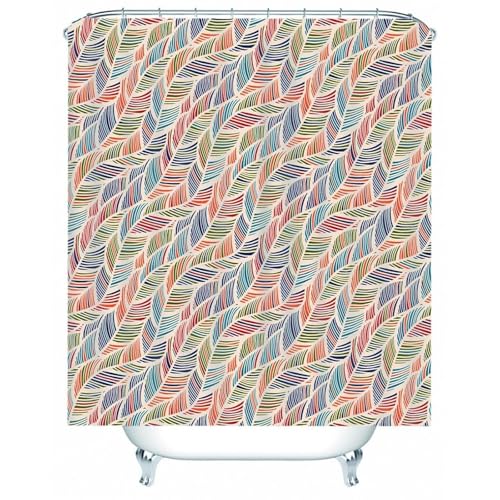 Rideau de douche lavable en polyester imperméable avec anneaux de fixation