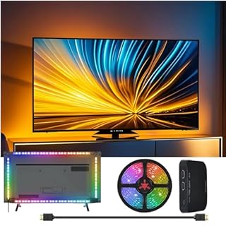WACUAAO HDMI 2.0 Sync Box TV Backlight - 4K 60Hz Immersive RGB LED Strip - Screen Colour Matching - No App Required Privacy Sync（for 40-50 inch TV）