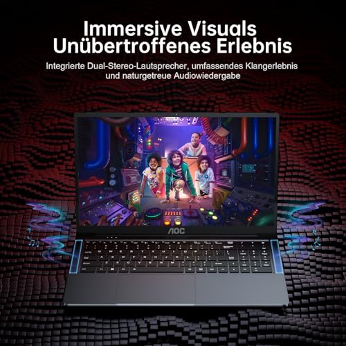 AOC AX16PRO Laptop Ryzen 7 5700U, bis zu 4,3 GHz, RAM 16 GB M.2 NVMe SSD 512 GB Laptop, Tastatur mit Hintergrundbeleuchtung, Radeon RX Vega 8 Graphics Notebook, WiFi-6,1080p, Typ-C, Metallgehäuse